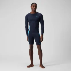 T-shirt rashguard Hommes END+ Splice pour Hommes Bleu Marine/Bleu