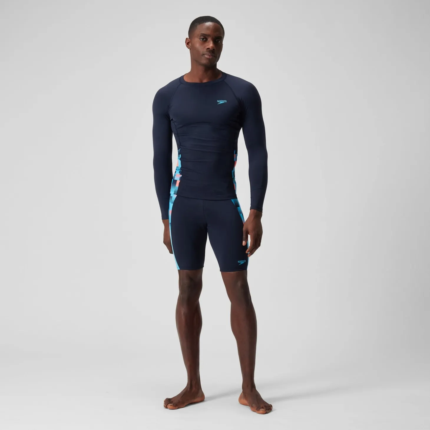 T-shirt rashguard Hommes END+ Splice pour Hommes Bleu Marine/Bleu